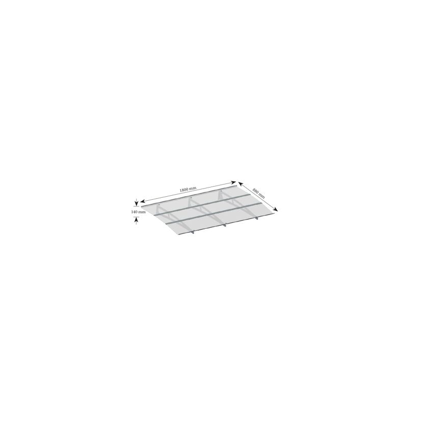Vordach Madrid 1800 pulverbeschichtet silbergrau 180 x 90 cm