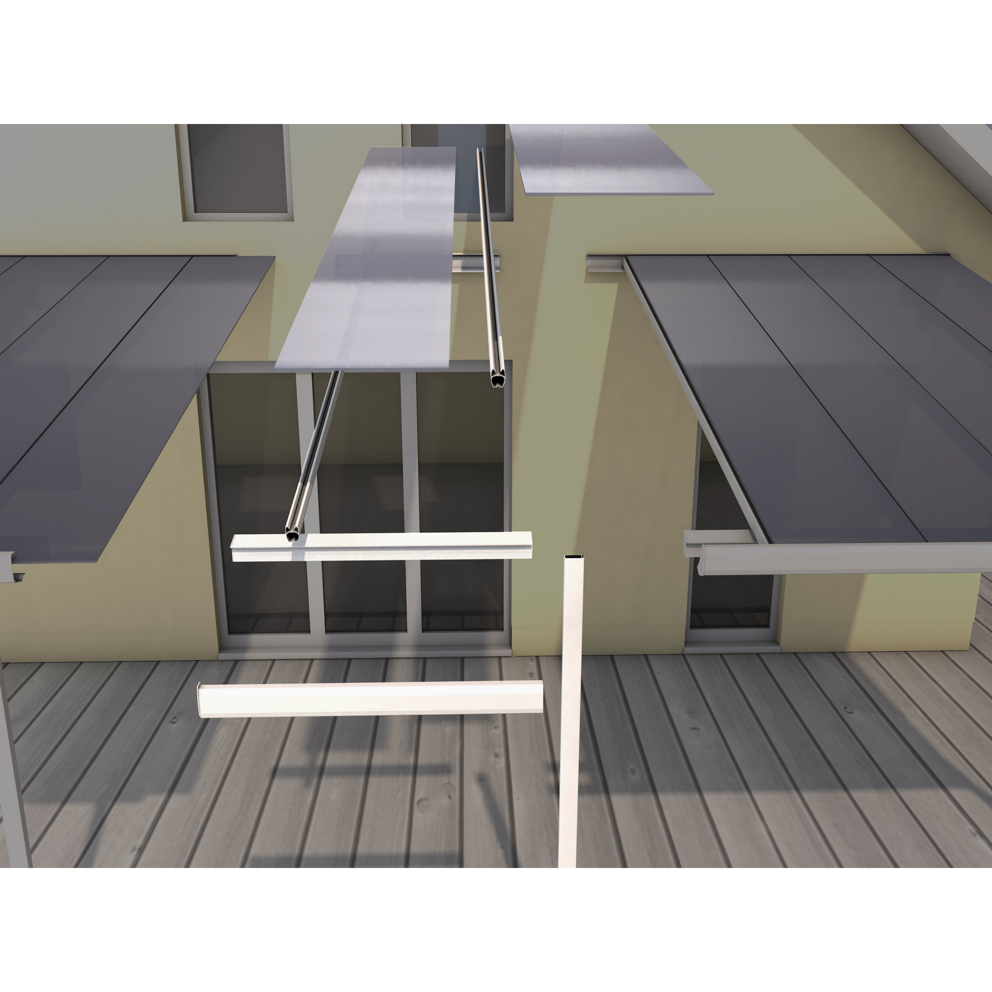 Terrassenüberdachung Erweiterungsmodul 406 x 120 cm, weiß + product picture