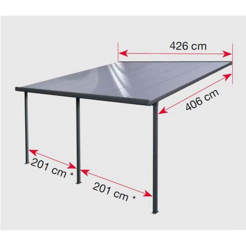 Terrassenüberdachung/Carport 'Typ E' 426 x 406 cm anthrazit