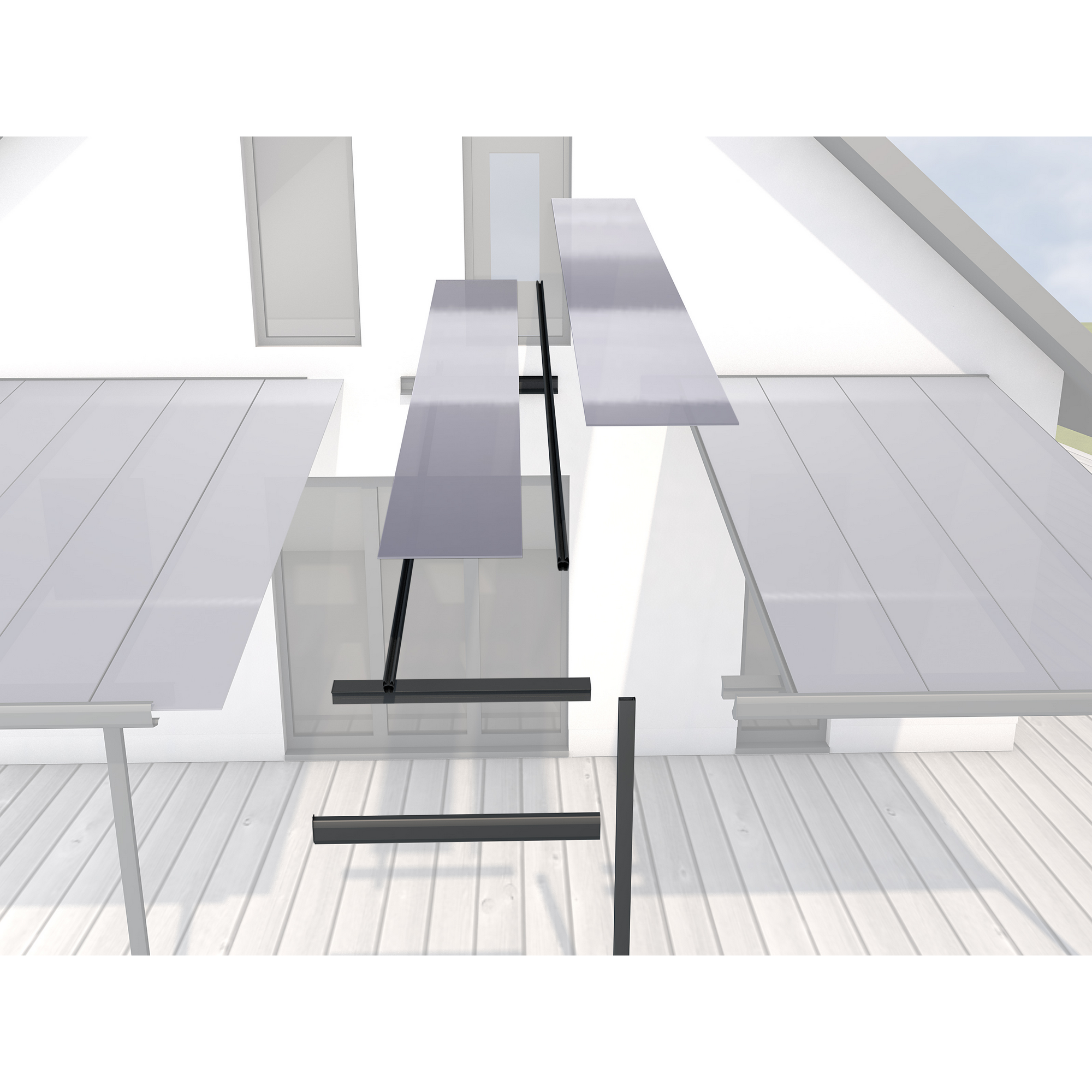 Erweiterungsmodul für Terrassenüberdachung 'Typ D, E und F' 120 x 406 cm anthrazit + product picture