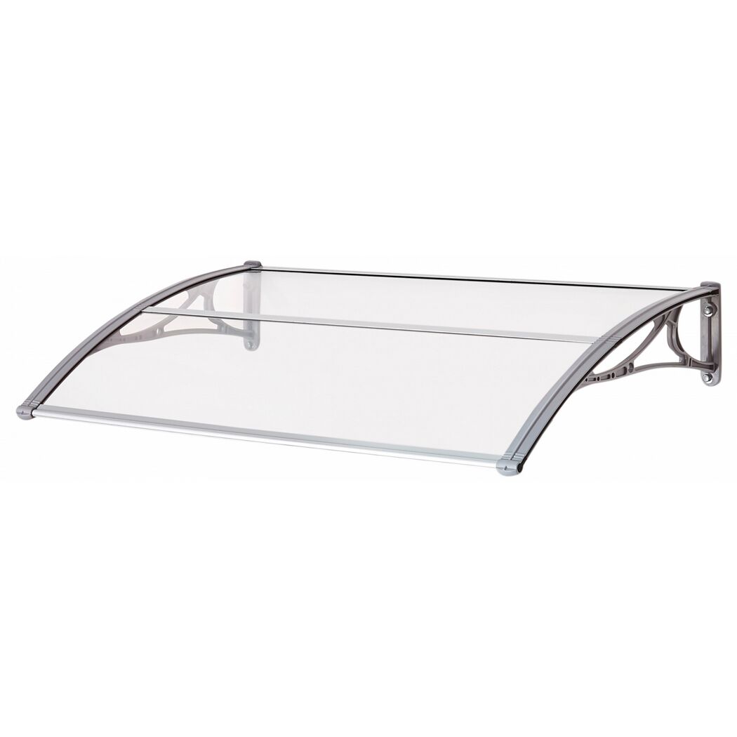 Vordach 'Emma 1400 & LED 500' Kunststoff grau 140 x 74 cm