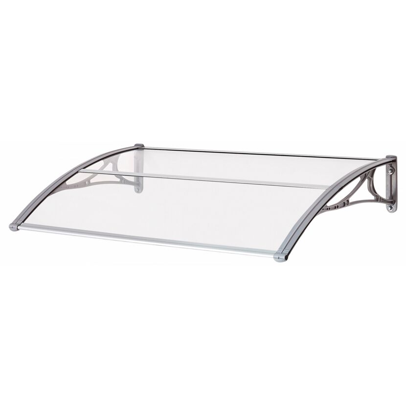 Vordach 'Emma 1400 & LED 500' Kunststoff grau 140 x 74 cm