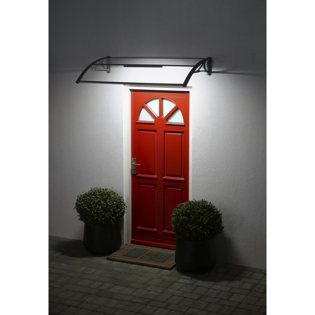 Vordach 'Emma 1400 & LED 500' Kunststoff grau 140 x 74 cm