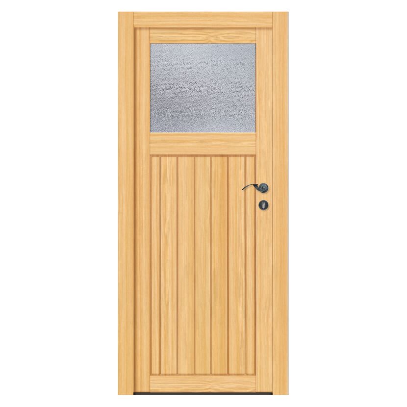 Helle Holztür mit Glaseinsatz