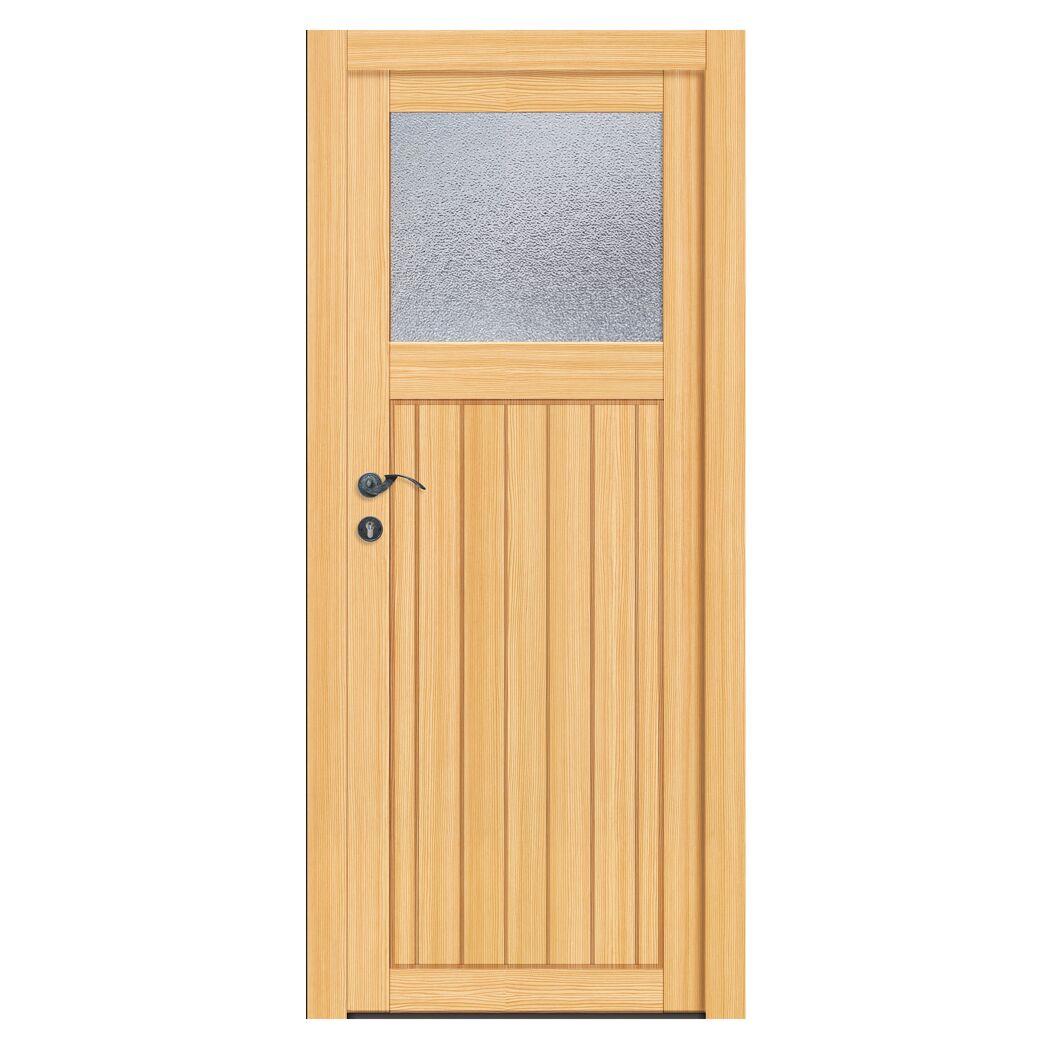Helle Holztür mit Glaseinsatz