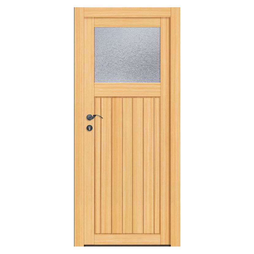 Helle Holztür mit Glaseinsatz