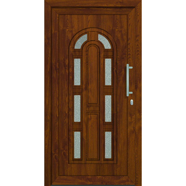 Bild von Kunststoff-Haustür Seattle weiß/golden oak 110x210 cm links