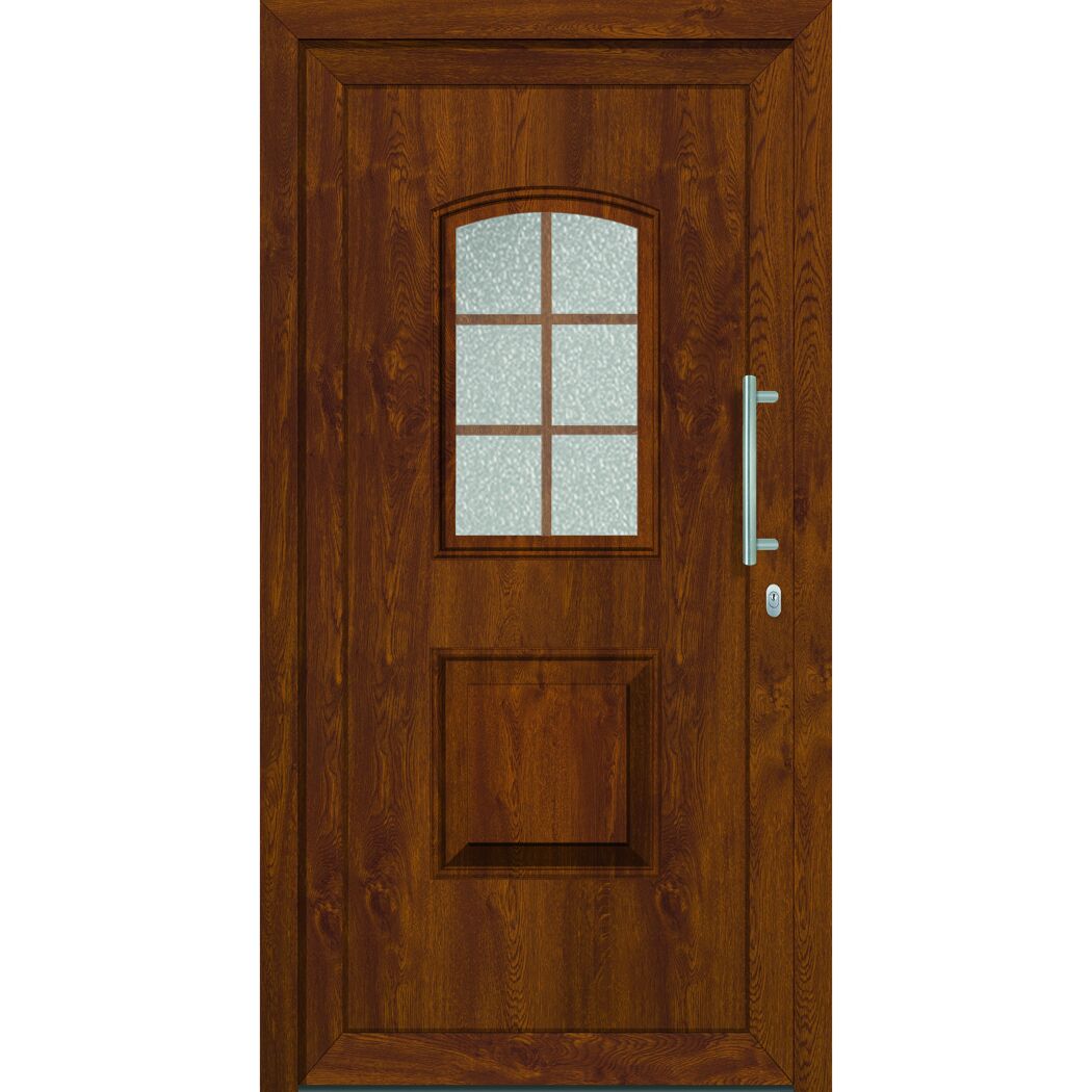 Kunststoff-Haustür Memphis weiß/golden oak 110x210 cm rechts