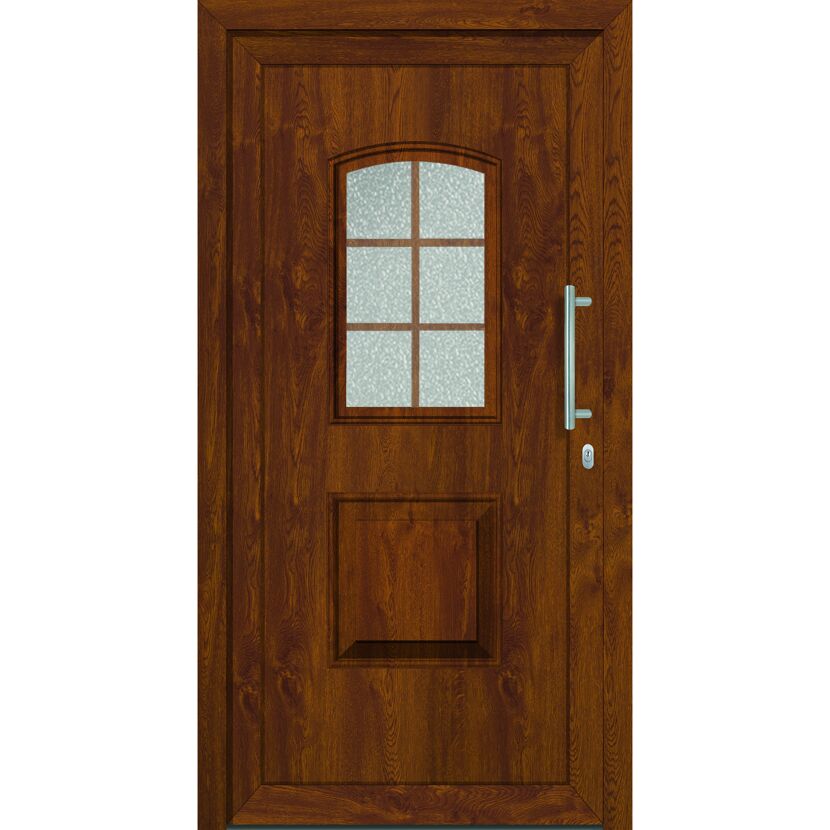 Kunststoff-Haustür Memphis weiß/golden oak 110x210 cm rechts