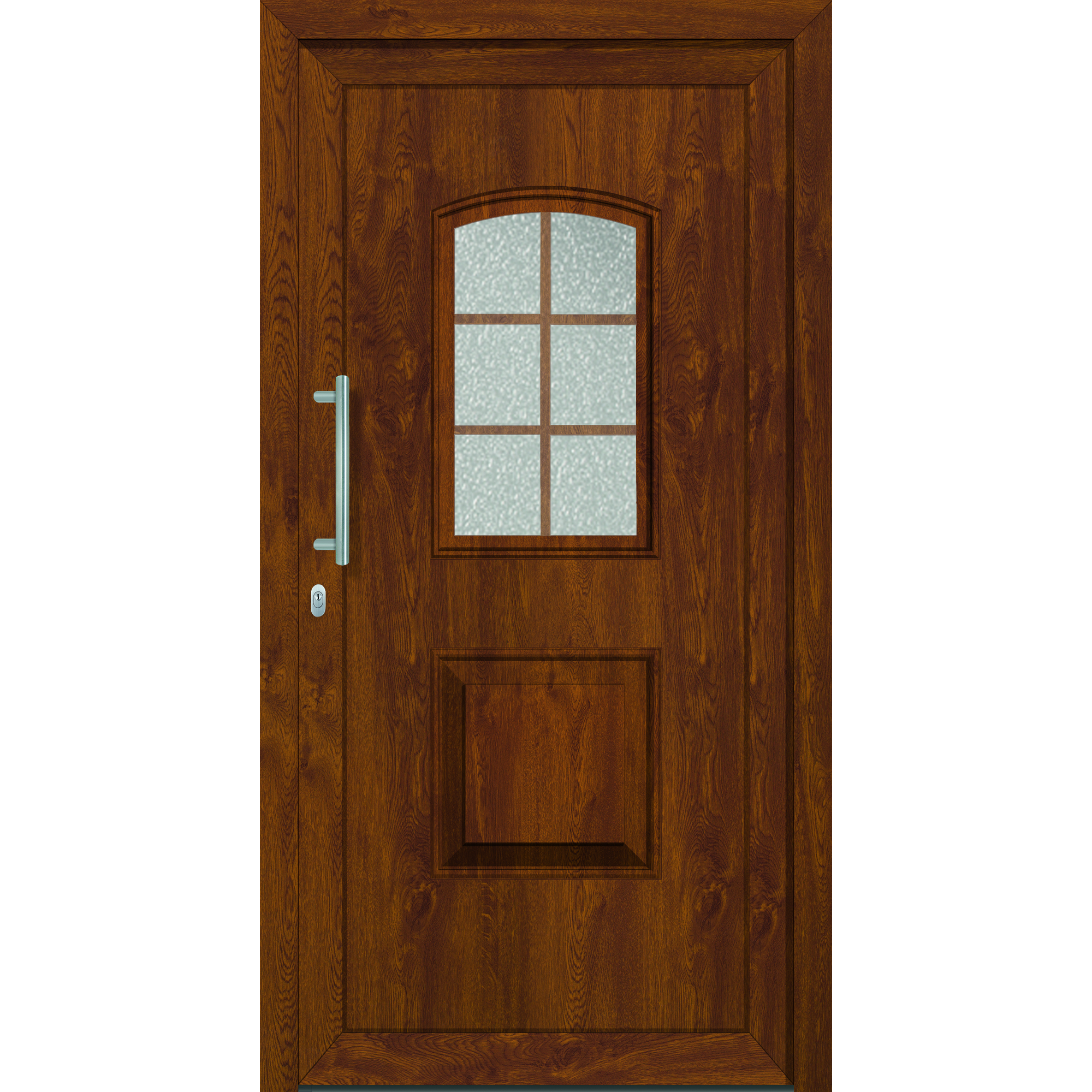 Kunststoff-Haustür Memphis weiß/golden oak 110x210 cm links