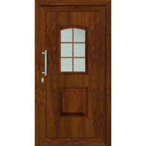 Kunststoff-Haustür Memphis weiß/golden oak 110x210 cm links