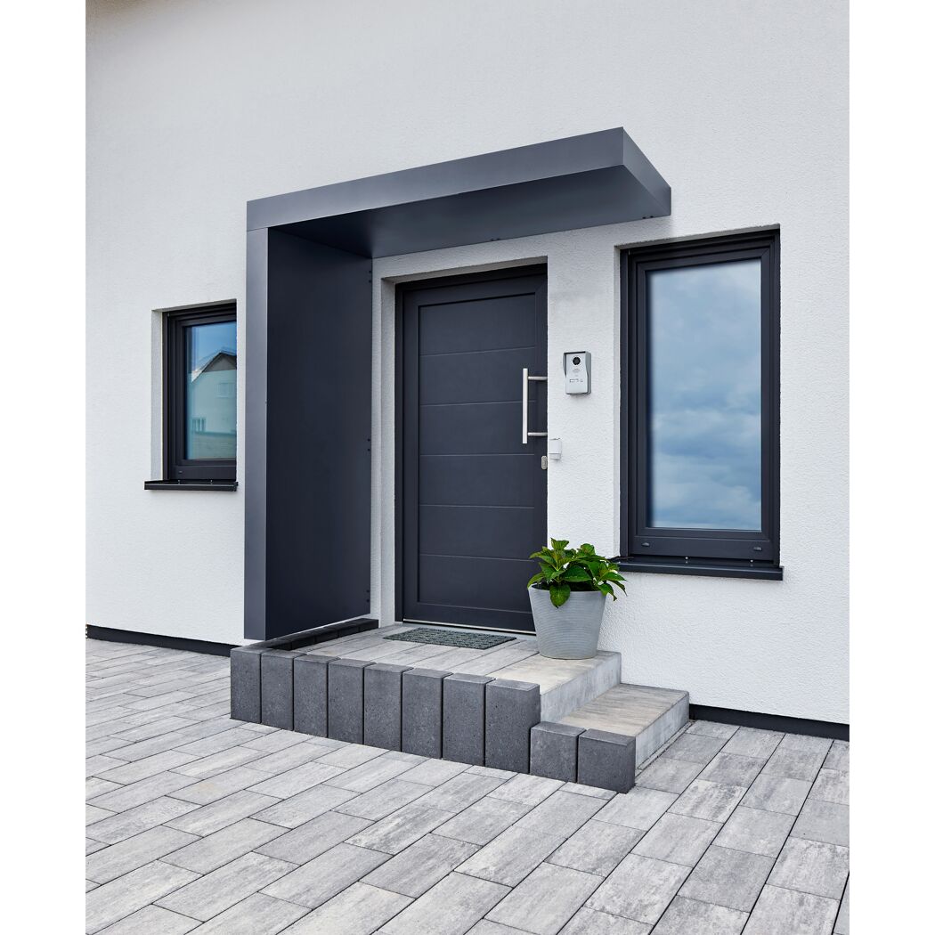 Rechteckvordach 'BS' anthrazit 200 x 90 x 14,5 cm mit Seitenteil