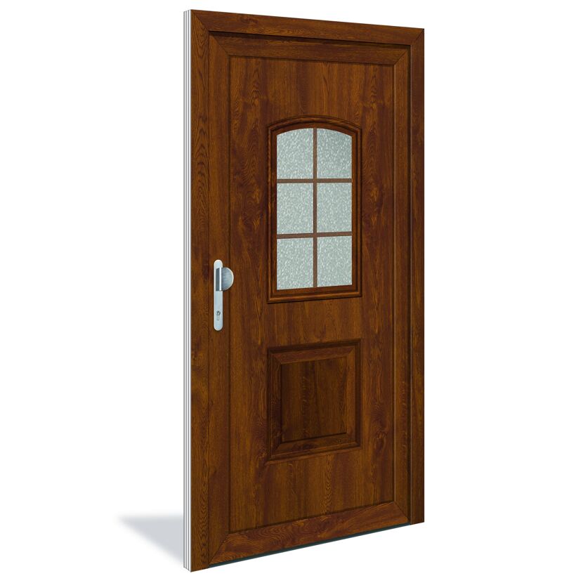 Kunststoff-Haustür 'Memphis' weiß/golden oak  100 x 210 cm links