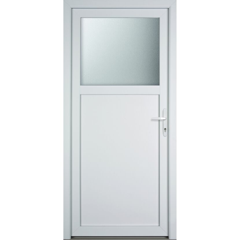 Nebeneingangstür 'K301' weiß Anschlag rechts, 1/3 Glas