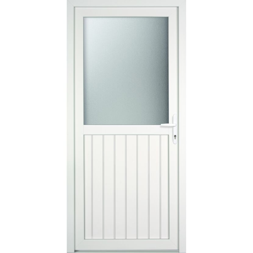 Nebeneingangstür 'K306' weiß Anschlag rechts, 1/2 Glas