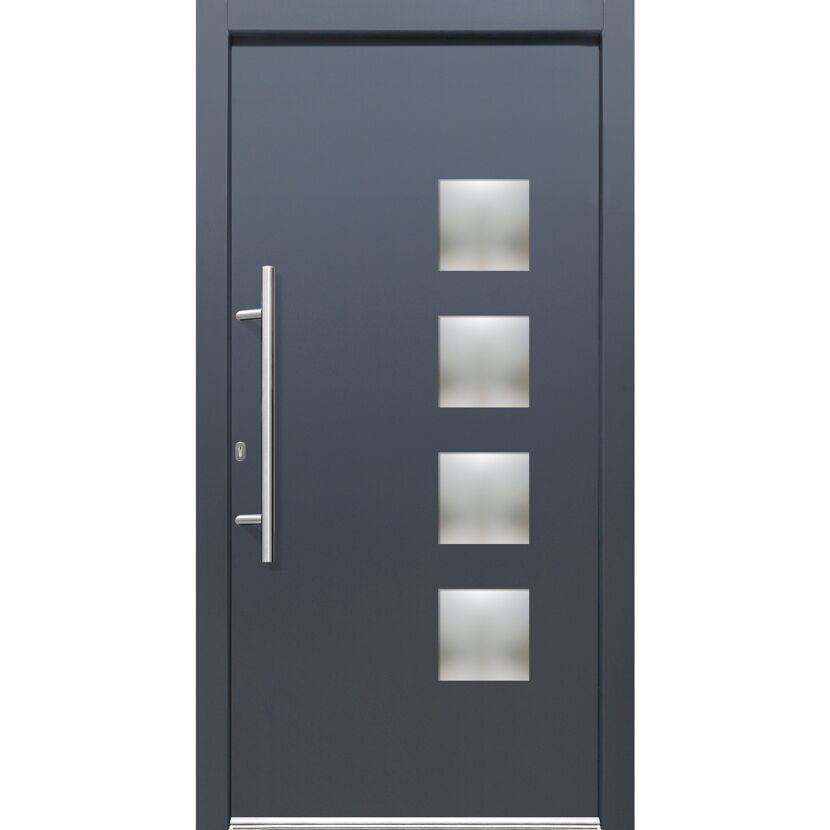 Alu-Kunststoffhaustür 'Lugano' anthrazit/weiß 110 x 210 cm, Anschlag links