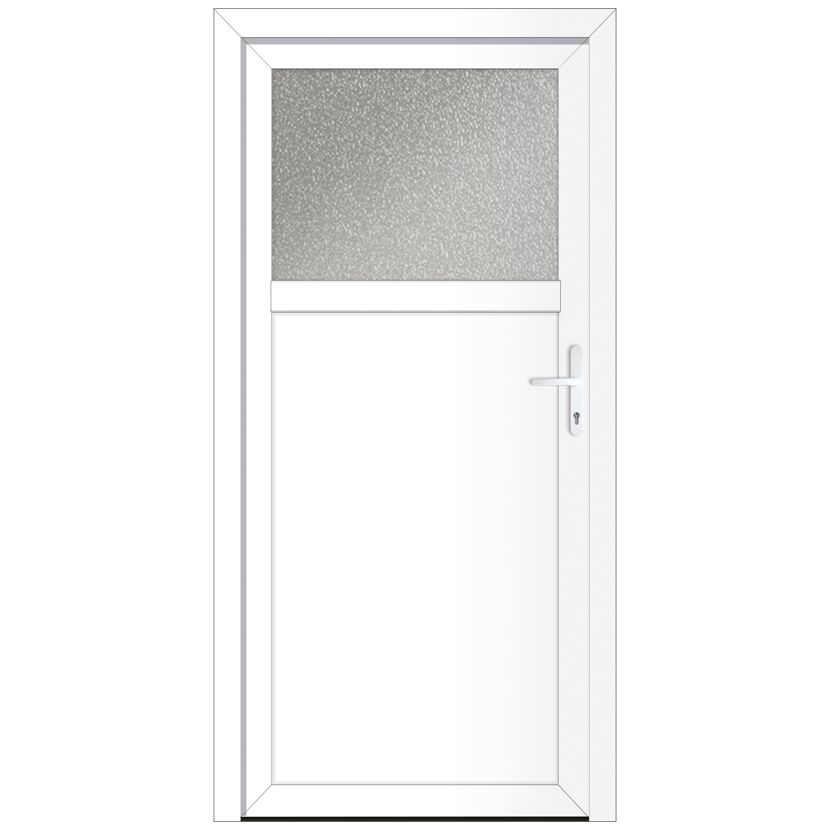 Weiße Tür mit Glaseinsatz
