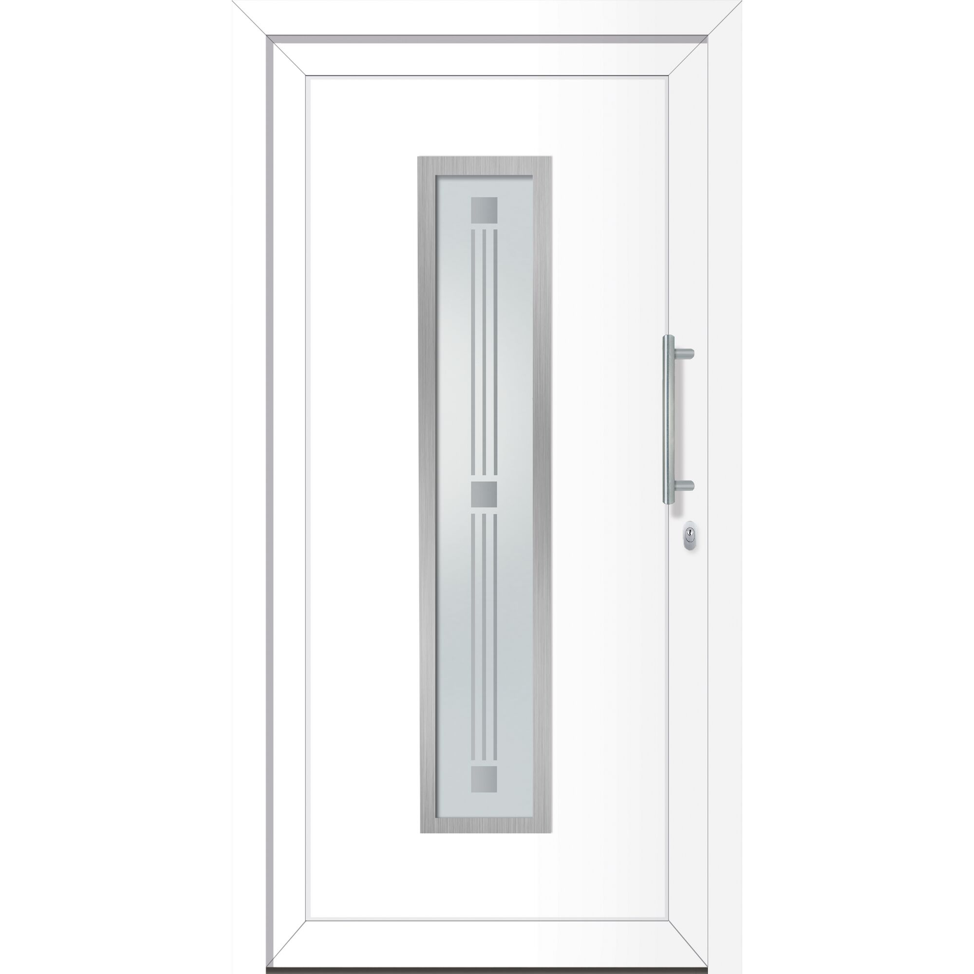 Weiße Sicherheitstür Fresno R mit Glaseinsatz