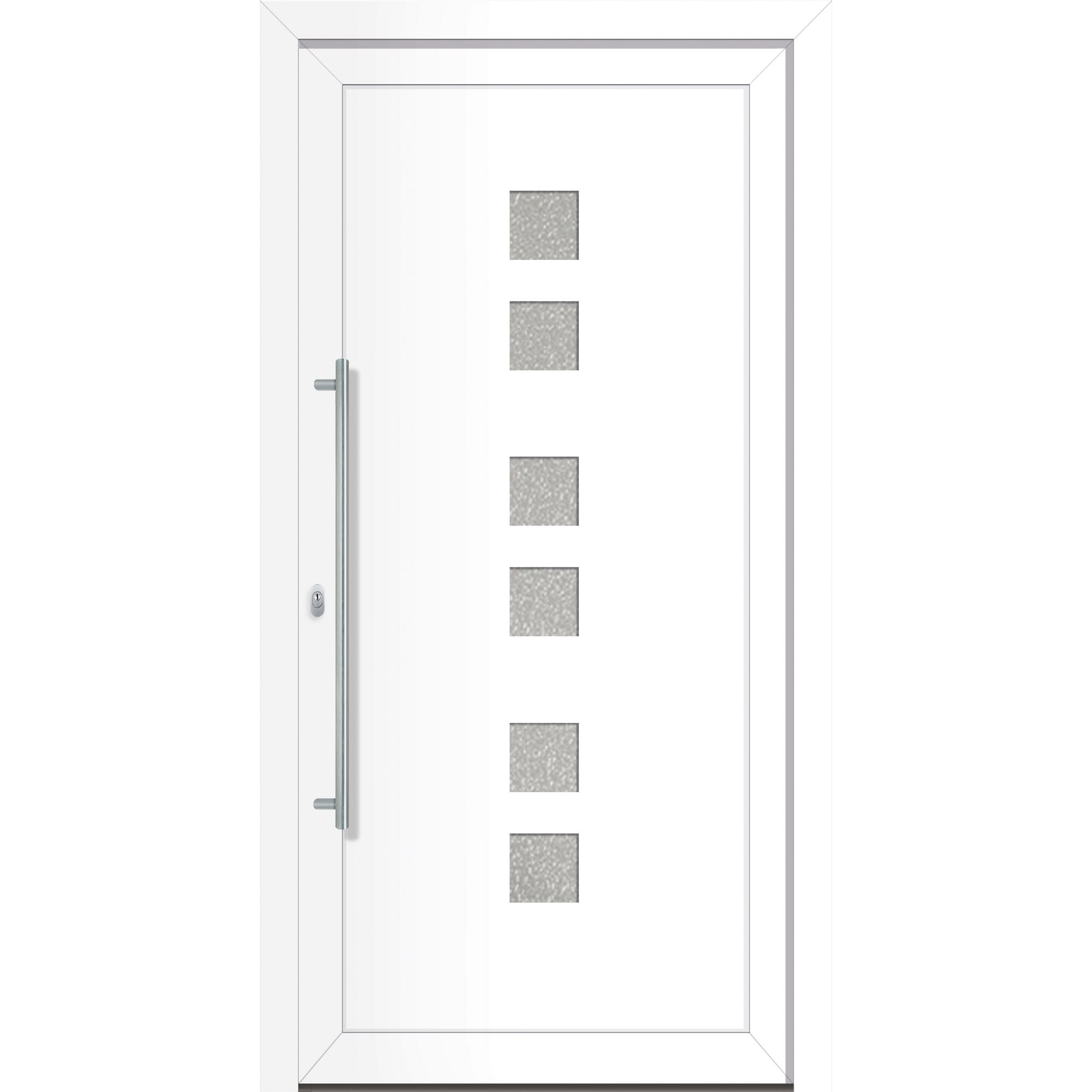 Weiße Sicherheitstür mit Glaseinsätzen