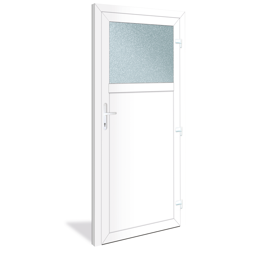 Weiße Tür mit Glaseinsatz