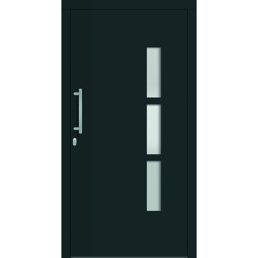 Schwarze Alu-PVC-Haustür Toledo mit drei Lichtausschnitten