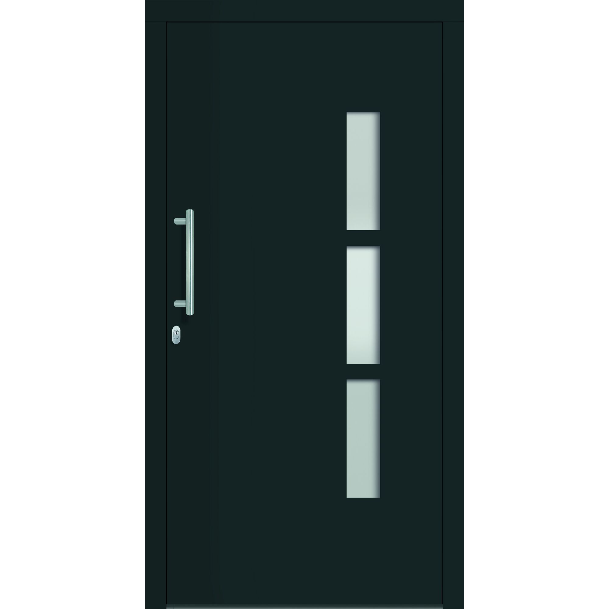 Schwarze Alu-PVC-Haustür Toledo mit drei Lichtausschnitten