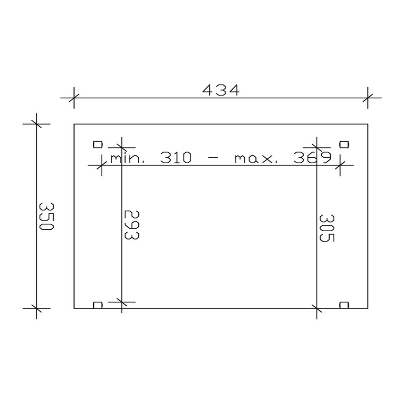 Technische Zeichnung Duschwanne Sanremo 434 x 350 cm schiefergrau