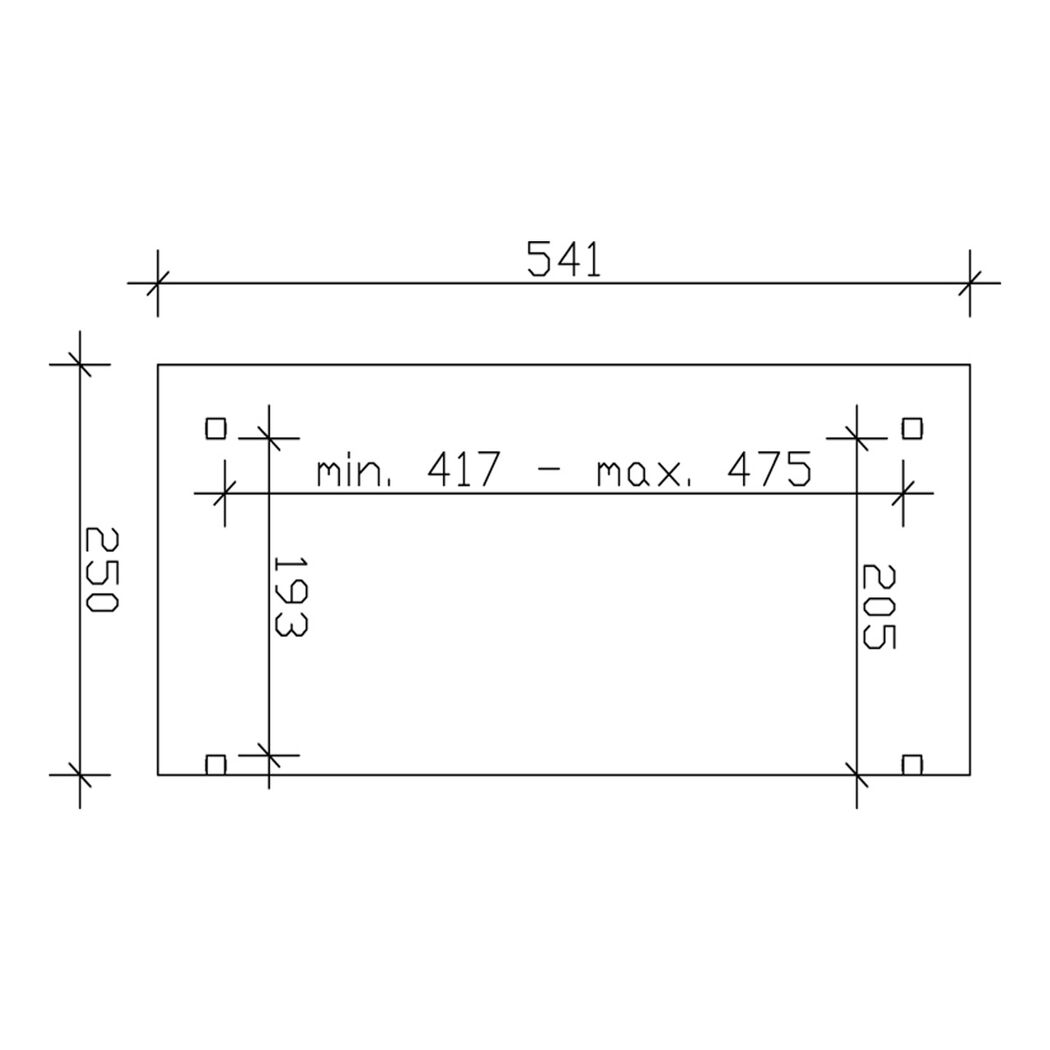 Technische Zeichnung des Waschbeckens TD Sanremo, 541 x 250 cm, eiche hell