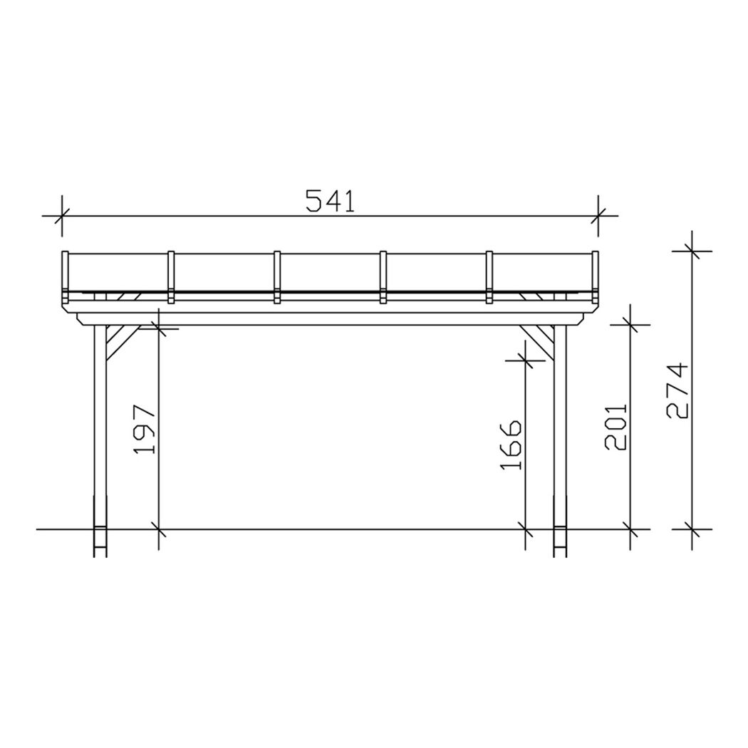 Technische Zeichnung des Terrassendachs Sanremo weiß.