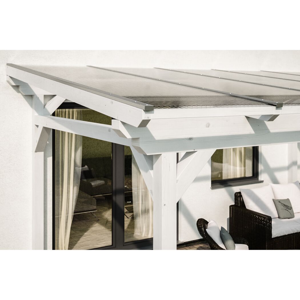Weiße Terrassenüberdachung Sanremo