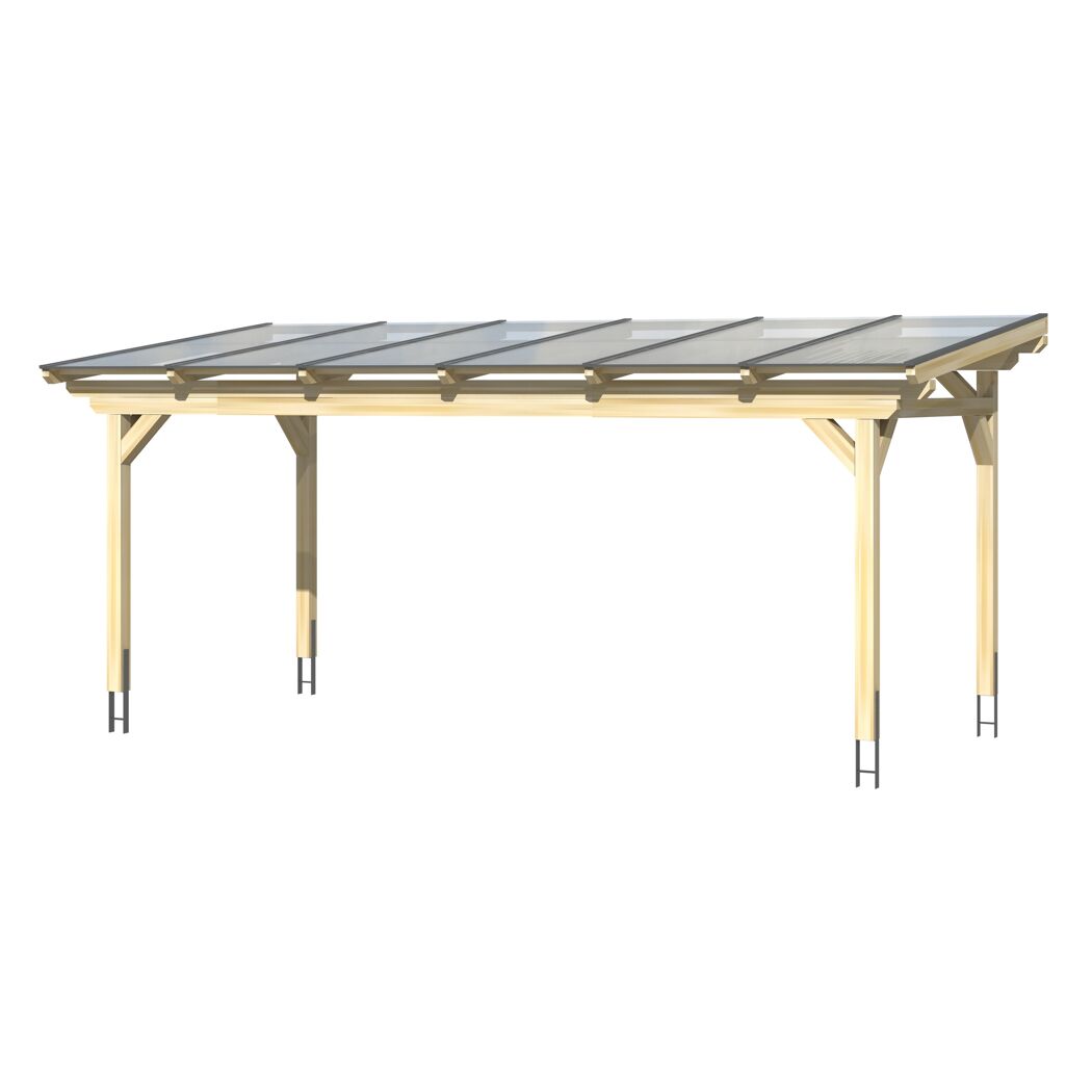 Holzcarport mit durchsichtigem Dach
