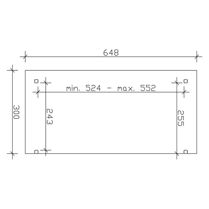 Technische Zeichnung: TD Sanremo 648x300cm eiche hell