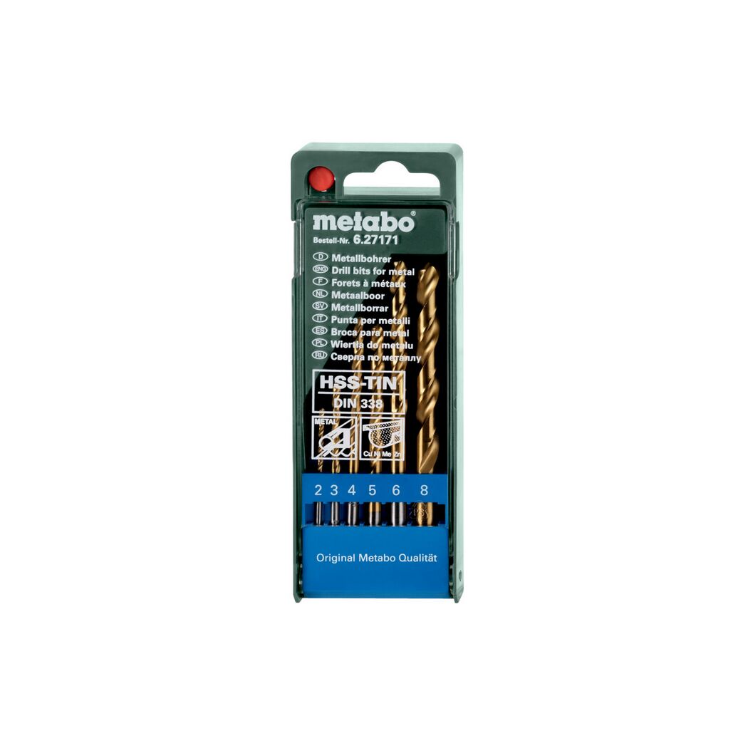 HSS-TIN-Metallbohrer-Set, 6-teilig