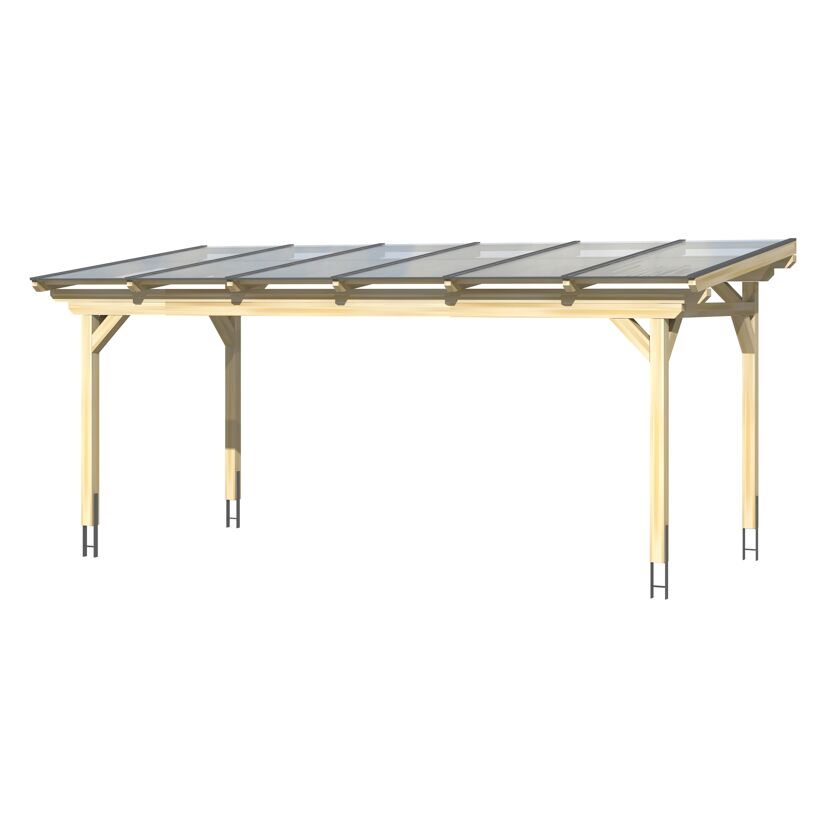 Holzcarport mit durchsichtigem Dach