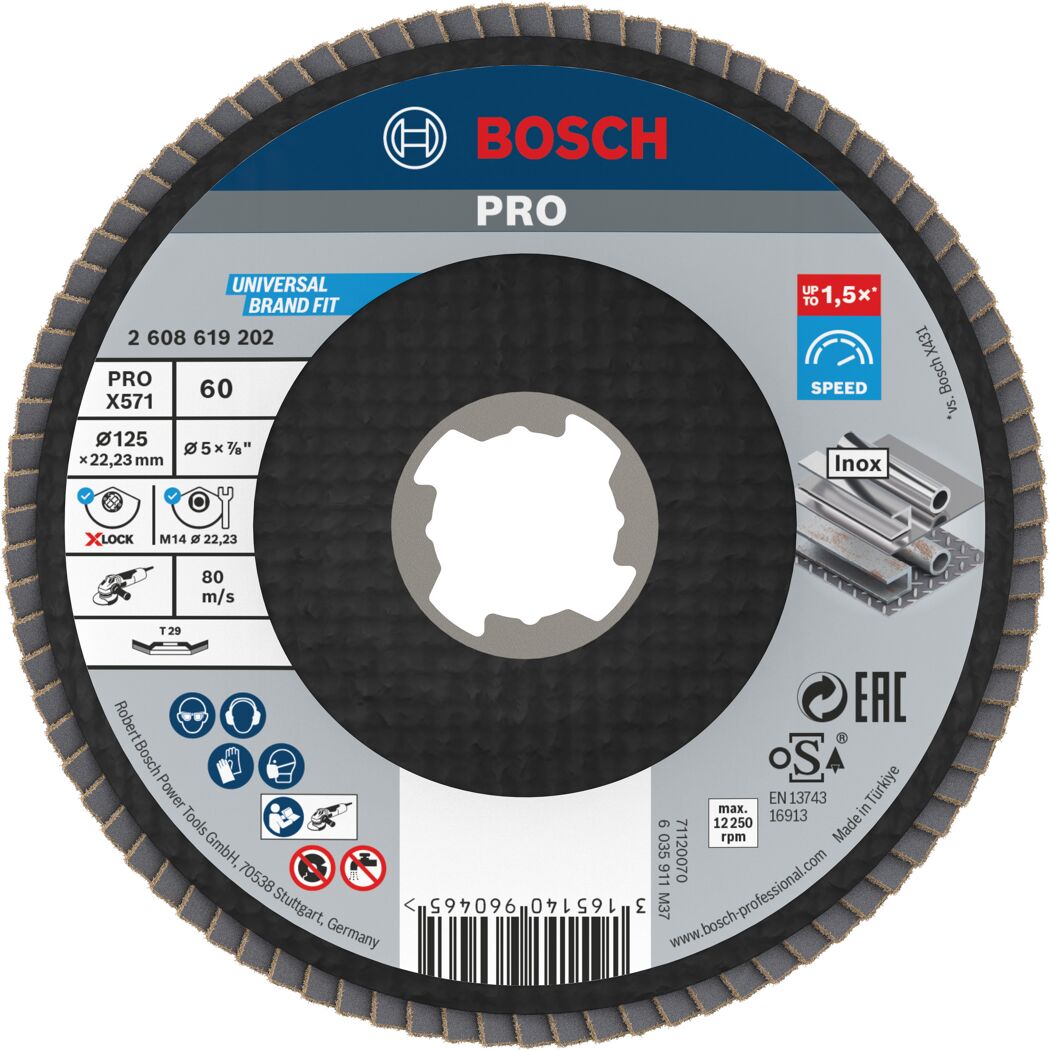 Bosch X-LOCK Fächerschleifscheibe, 125 mm Durchmesser