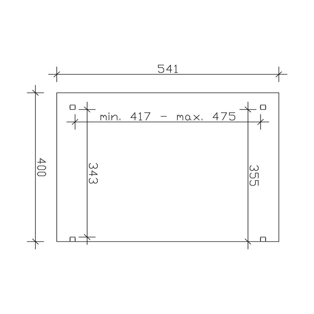 Technische Zeichnung: Duschwanne Sanremo 541 x 400 cm, eiche hell