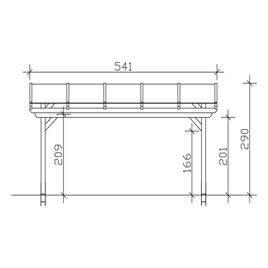 Technische Zeichnung: Balkon Sanremo 541x400cm, eiche hell
