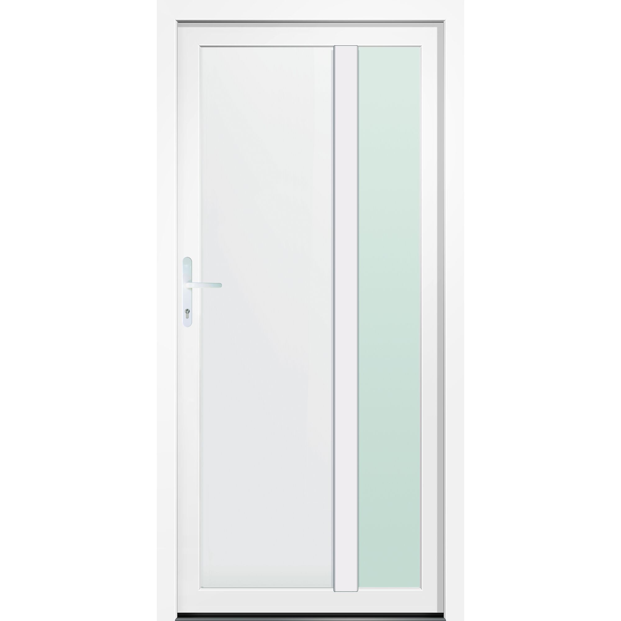 Weiße Tür mit Glaseinsatz