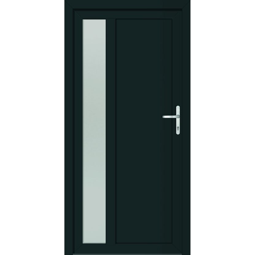 Schwarze Tür mit Glaseinsatz