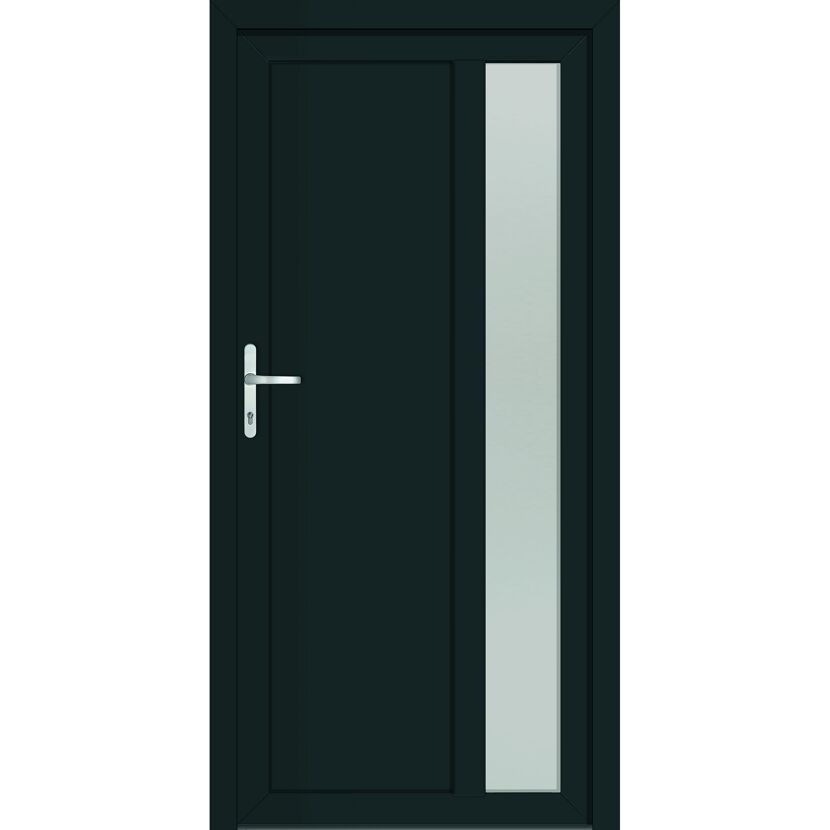 Schwarze Tür mit Glaseinsatz