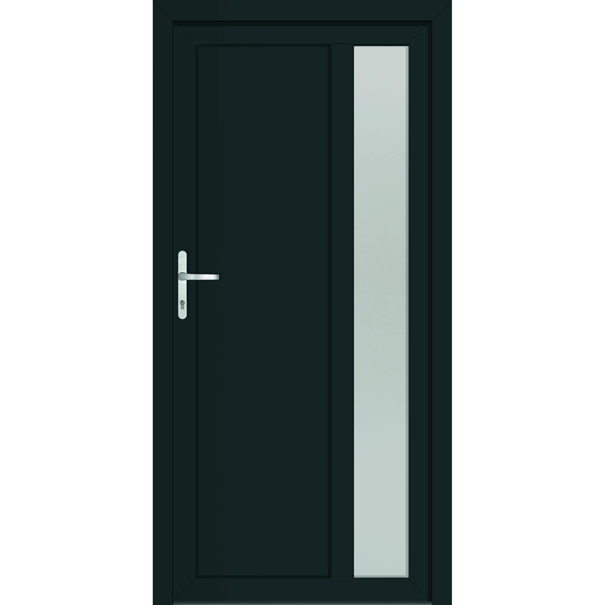 Schwarze Tür mit Glaseinsatz