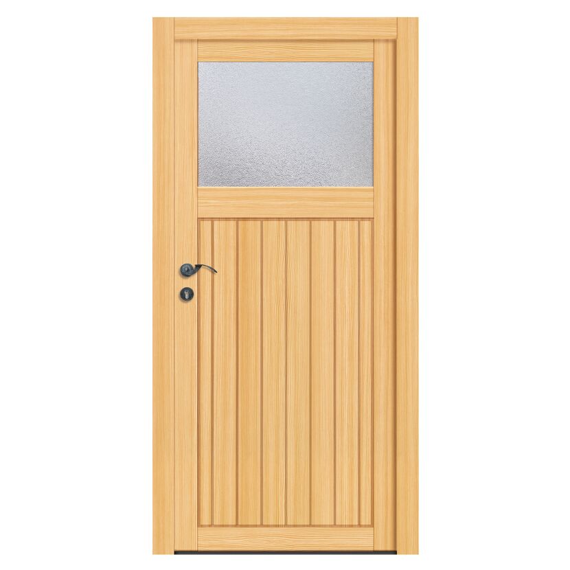 Helle Holztür mit Glaseinsatz