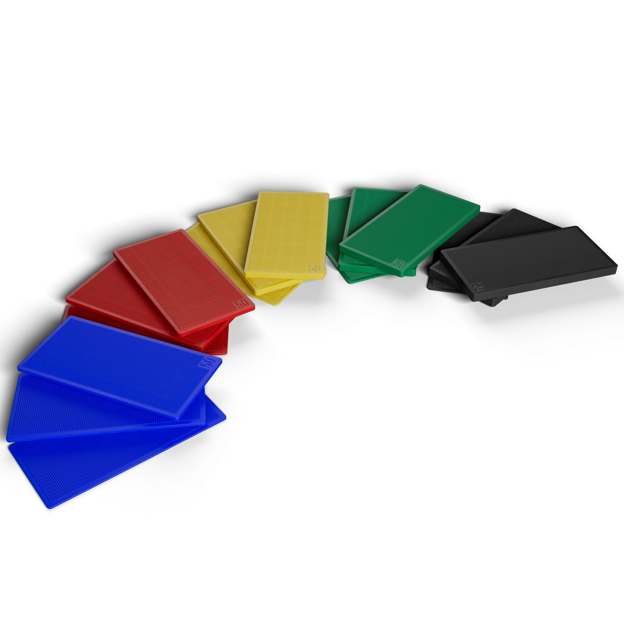 Bunte Montageplättchen in verschiedenen Farben.