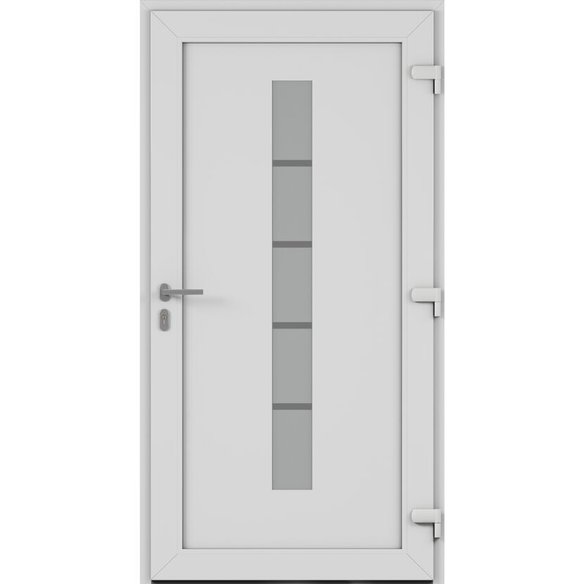 Alu-Kunststoffhaustür 'Calg' 1100 x 2100 mm DIN R