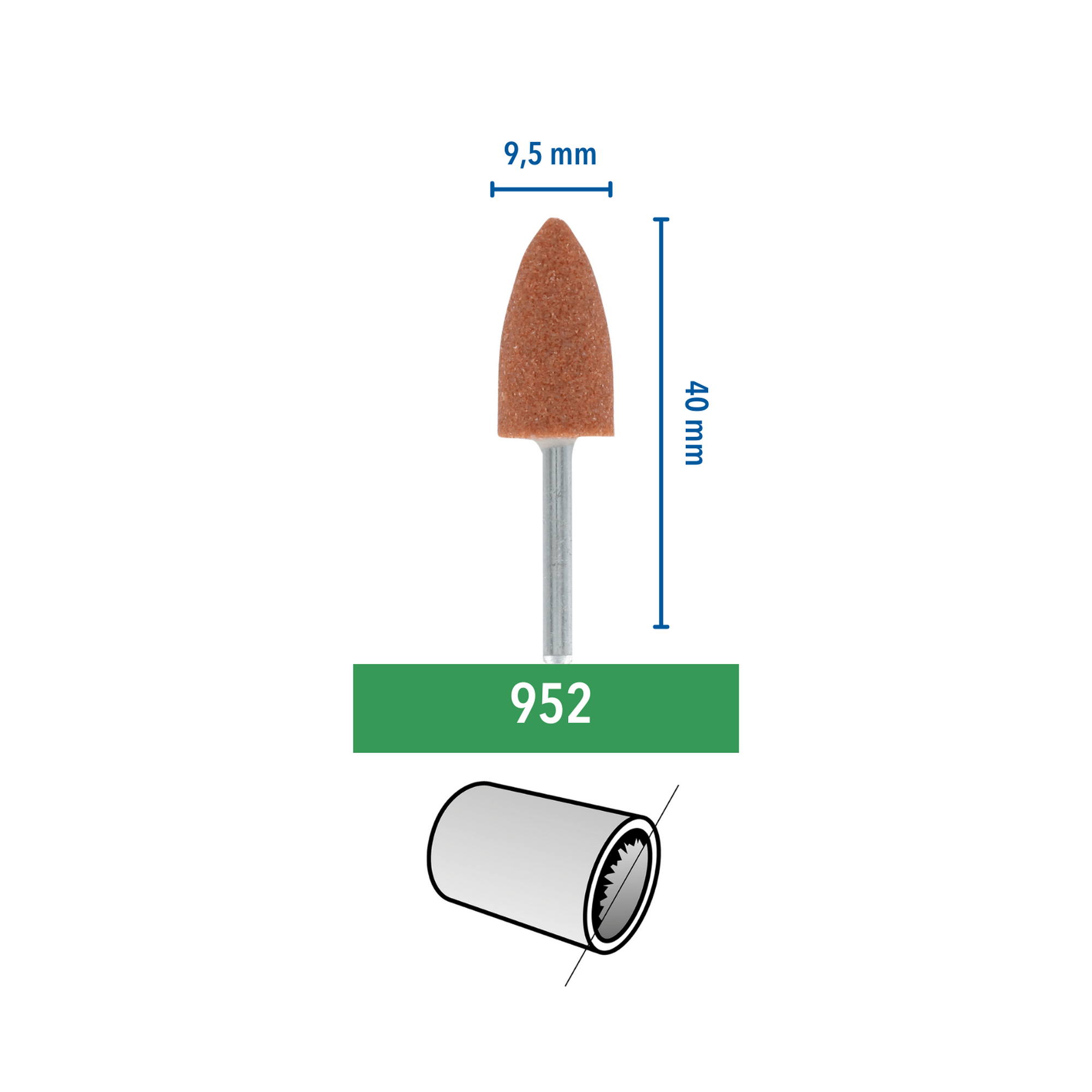 Schleifspitze Ø 9,5 mm 3 Stück + product picture