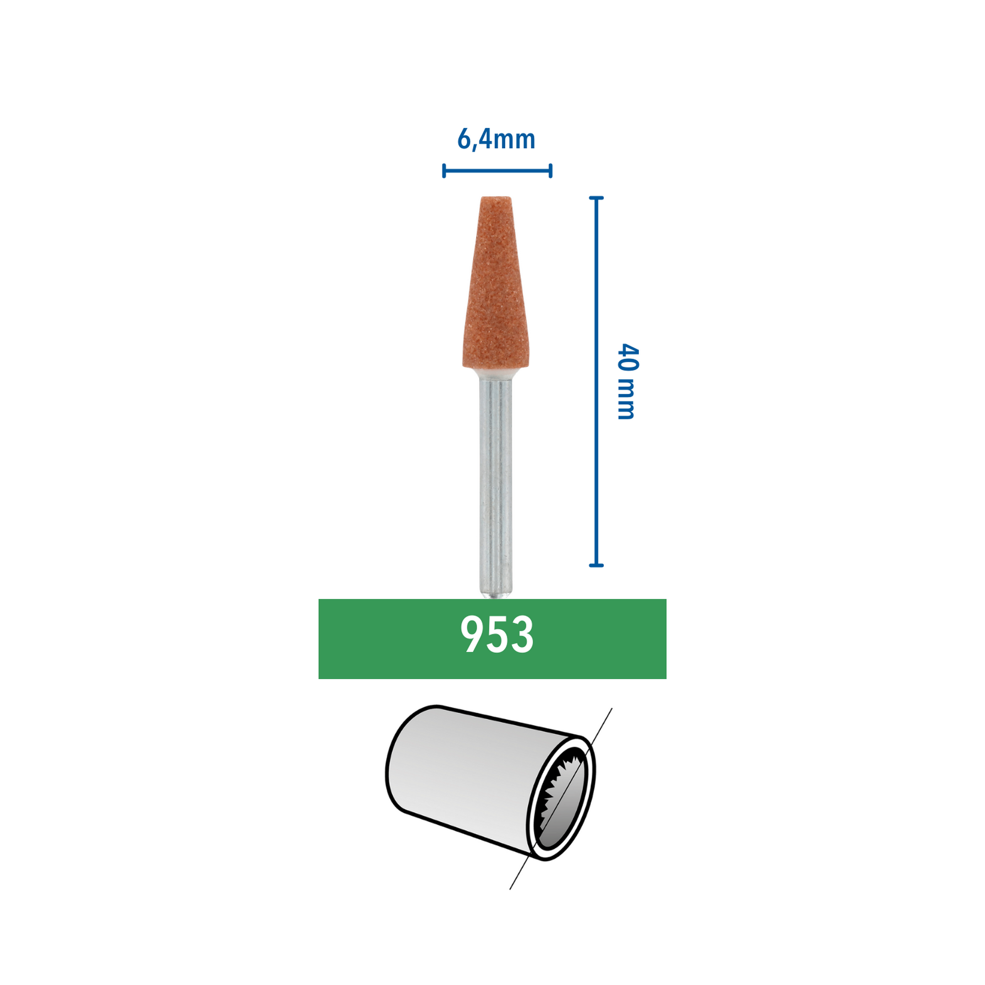 Schleifspitze Ø 6,4 mm 3 Stück + product picture