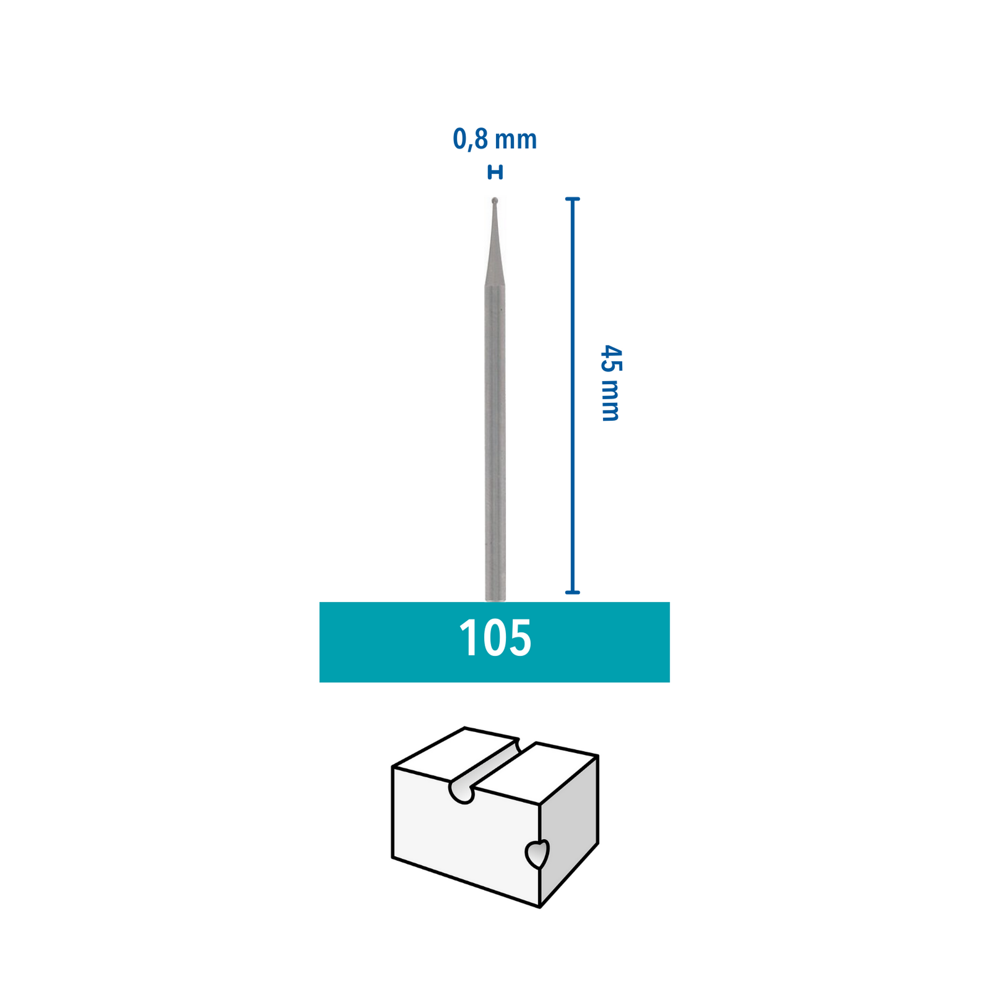 Gravier-Messer '105' Ø 0,8 mm, 3 Stück + product picture