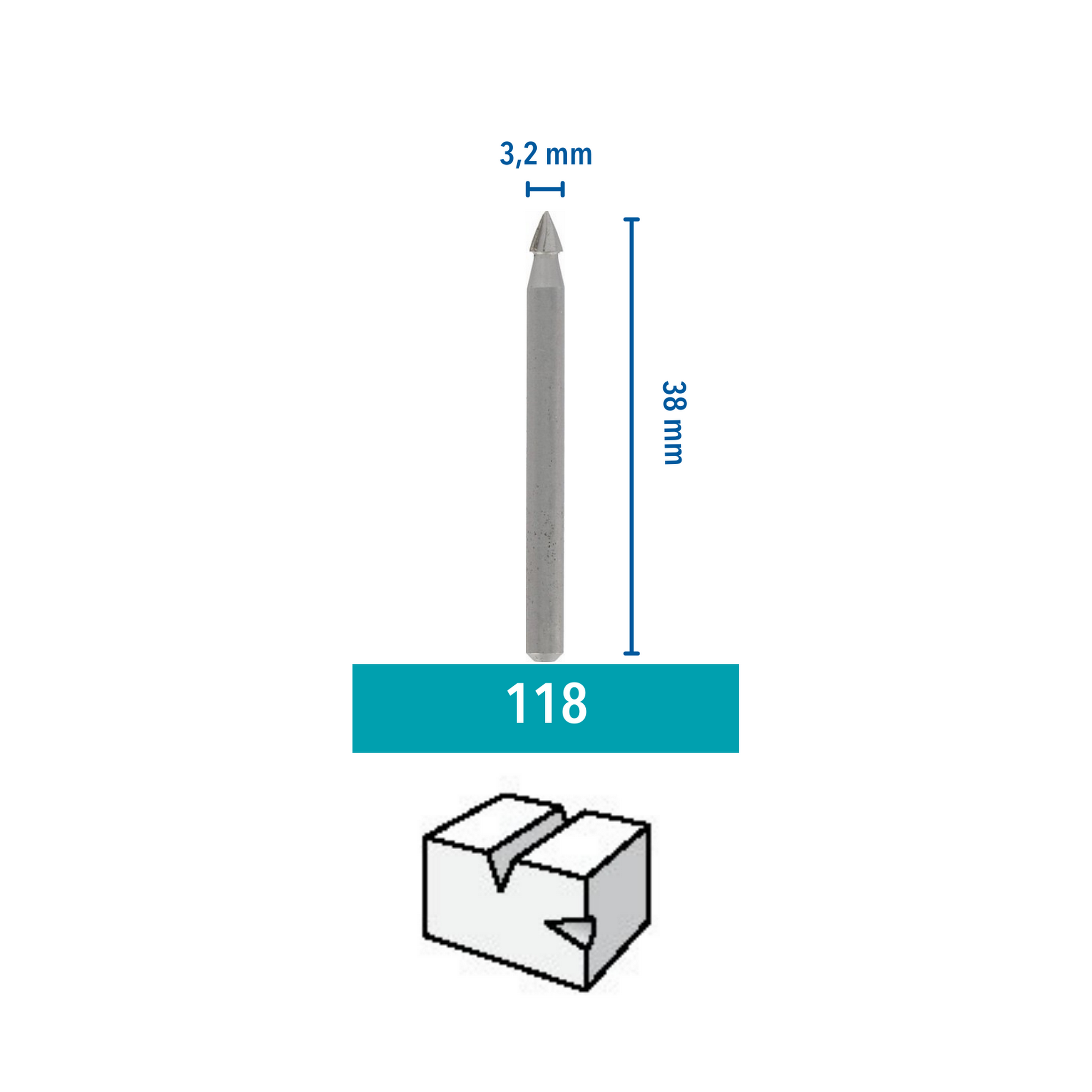 Hochgeschwindigkeitsfräsmesser Ø 3,2 mm + product picture