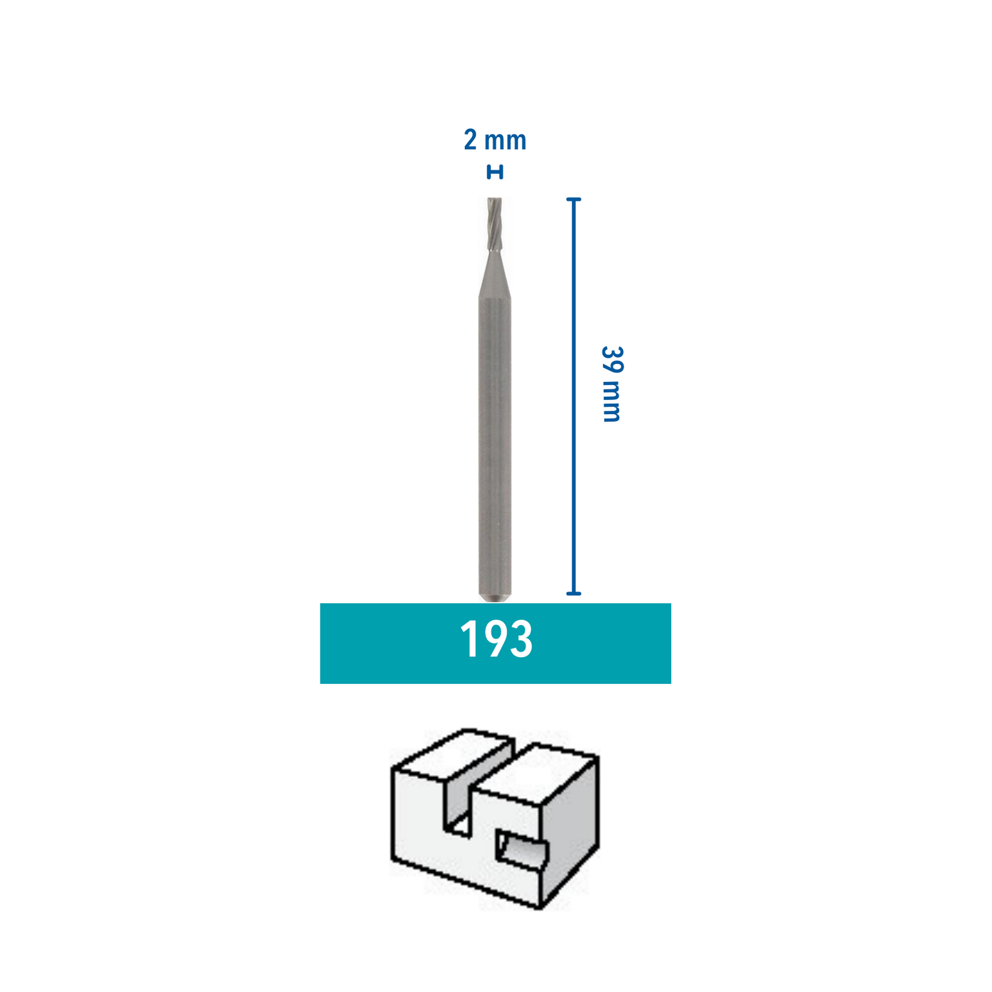 Hochgeschwindigkeitsfräsmesser Ø 2,0 mm 2 Stück