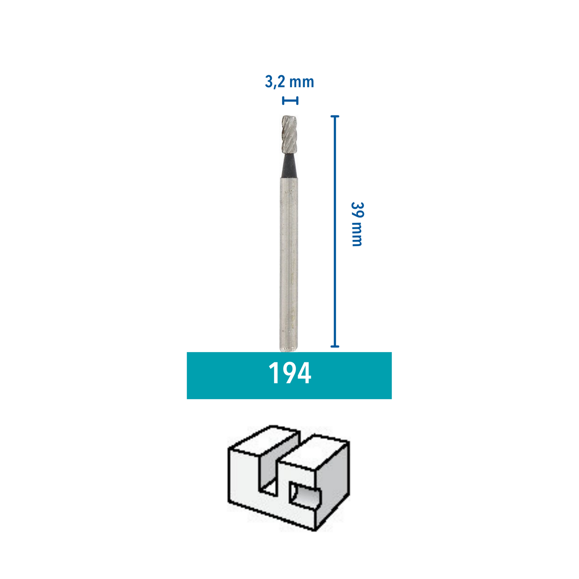 Hochgeschwindigkeits-Fräsmesser Ø 3,2 mm 2 Stück